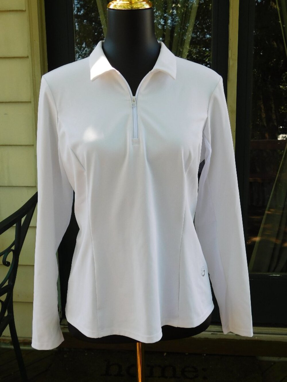 Foray Golf Long Sleeve Zippered Neck Polo White Size M